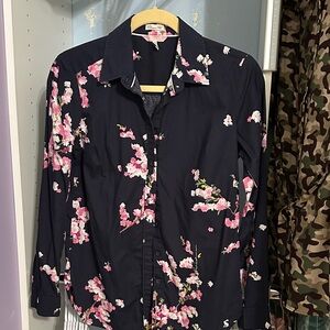 Joules Black Floral Blouse